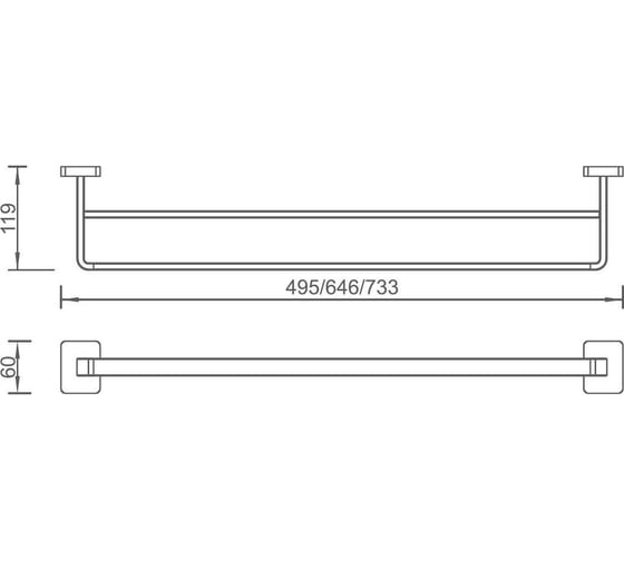 Держатель для полотенца Aquanet 6524D 60 см двухрядный, хром 00246617