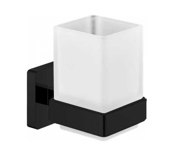 Стакан Aquanet 6584MB стекло с держателем, черный матовый 00246597 1