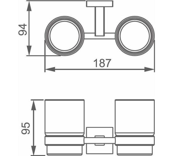 Двойной стакан Aquanet 6184D стекло с держателем, хром 00202107