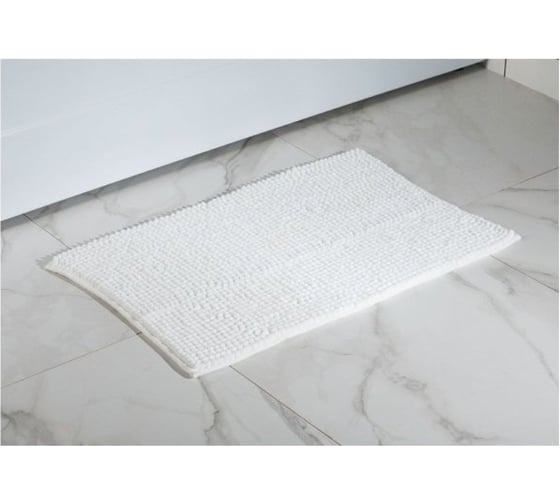 Напольный коврик для ванны Aquanet MA3358G 75 см, прямоугольный, синель, белый 00202345
