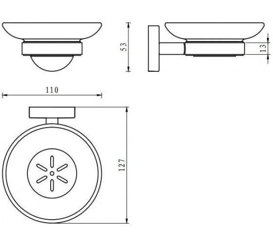 Мыльница с держателем Aquanet Flash R7 стекло, круглая 00210784
