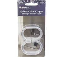 Подвесной крючок для карниза Aquanet 12 шт, овал, пластик, прозрачный SH0001K 00202350