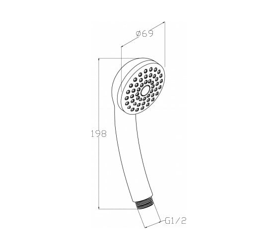 Душевая лейка Aquanet 69 мм, 1 режим, пластик, хром AF000-01C 00246905