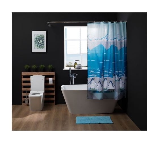 Напольный коврик для ванны Aquanet MA3437C1 75 см, прямоугольный, синель, голубой 00202346