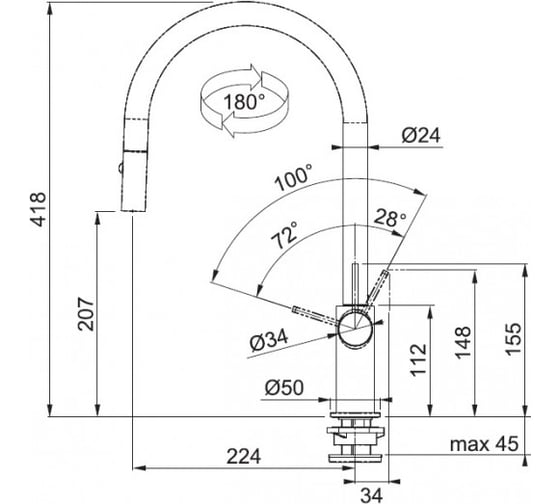 Смеситель FRANKE Ambient хром 115.0266.447