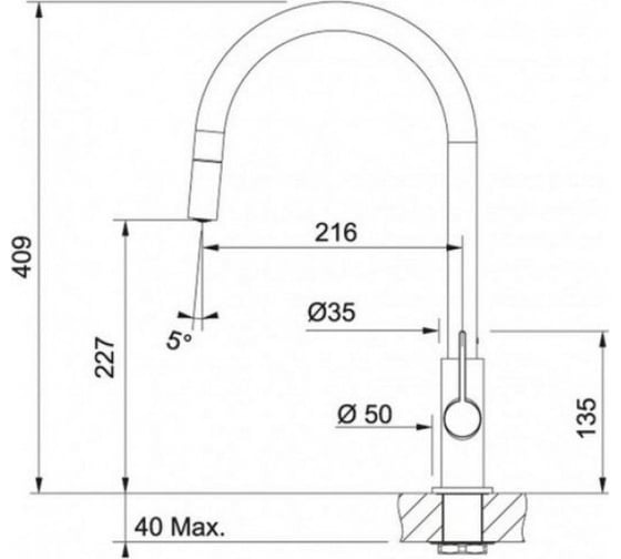 Смеситель FRANKE Ambient Evo выдвижной шланг, хром 115.0373.947