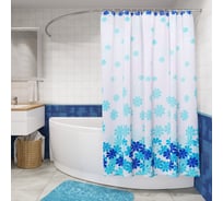 Шторка для ванной Fora Цветочный дождь, голубая PH98