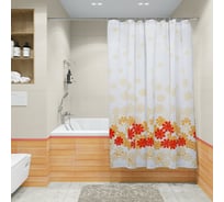 Шторка для ванной Fora Цветочный дождь, оранжевая PH99