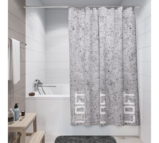 Шторка для ванной комнаты Fora бетон, LOFT FOR-LT095
