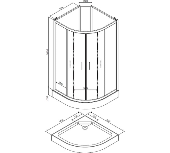 Душевая кабина AM.PM Joy без гидромассажа 90x90 W85C-001-090GT