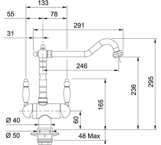 Смеситель FRANKE Old England Clear Water с фильтрацией, золото 115.0370.685