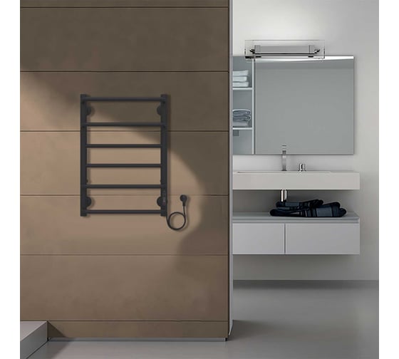 Электрический полотенцесушитель Azario MILAN 400/600 черный, R, 6 перекладин 00088240