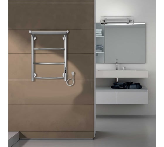 Электрический полотенцесушитель Azario VERONA 400/600 с полкой, R, 3 перекладины 00088204