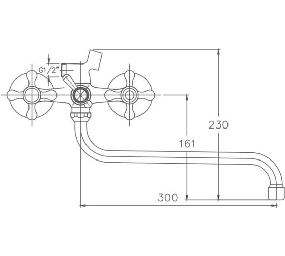Смеситель для ванны Valfex Libra Сhrome-3, длинный излив, латунь VF.2212