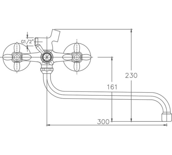 Смеситель для ванны Valfex Libra Сhrome-4, длинный излив, латунь VF.2227