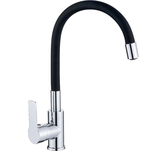 Смеситель для кухни Valfex Chrome Black гибкий силиконовый излив, латунь Estreya VF.70112-7