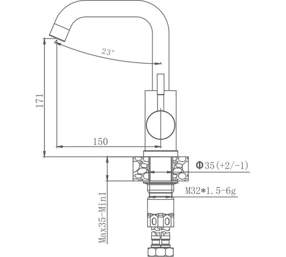Смеситель для кухни Valfex Atria Graphite-4 нержавеющая сталь VF.72304-4