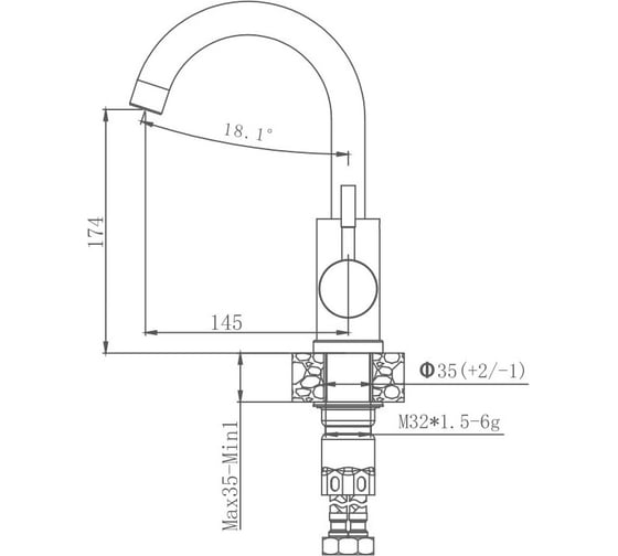 Смеситель для кухни Valfex Atria Graphite-3 нержавеющая сталь VF.72304-3