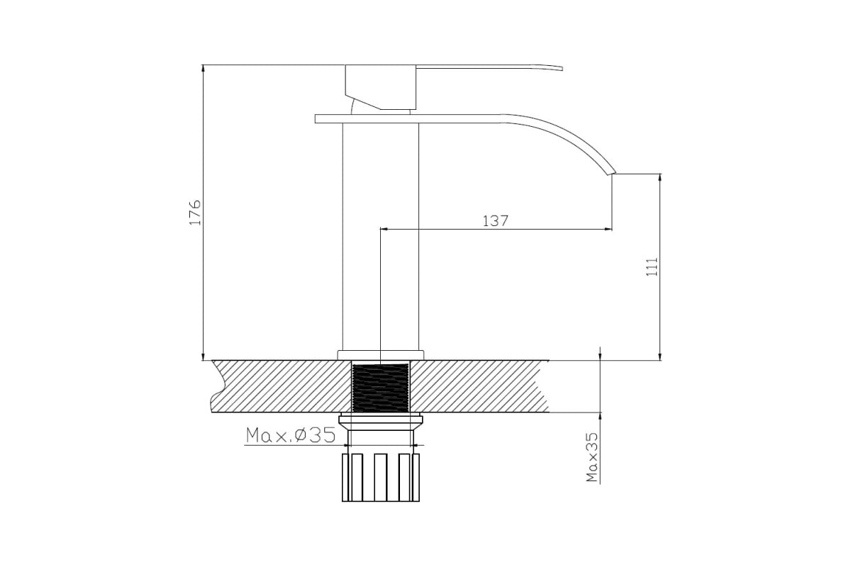 Смеситель для раковины Valfex Sirius Сhrome нержавеющая сталь VF.12815