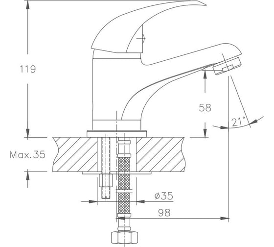Смеситель для раковины Valfex Ascella Сhrome латунь VF.1015