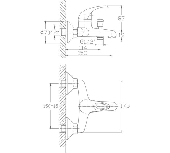 Смеситель для ванны Valfex Ascella Сhrome латунь VF.3015