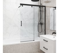 Шторка на ванну GuteWetter GWMPSLPL862 75x160 см, цвет фурнитуры черный матовый, цвет стекла бесцветный, стекло закаленное 8 мм / 6 мм, открывание двери левое / правое 4698033012976