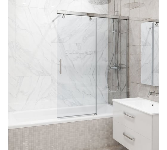 Шторка на ванну GuteWetter GWMPSLPL862 85x160 см, цвет фурнитуры хром блестящий, цвет стекла бесцветный, стекло закаленное 8 мм / 6 мм, открывание двери левое / правое 4698033013676 1