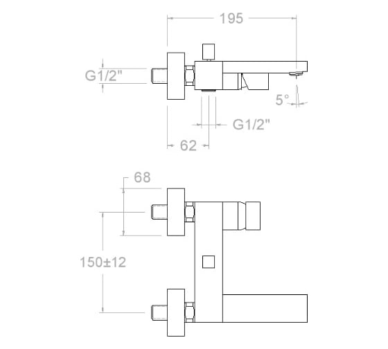 Смеситель для ванны Ramon Soler с изливом KUATRO 4725S