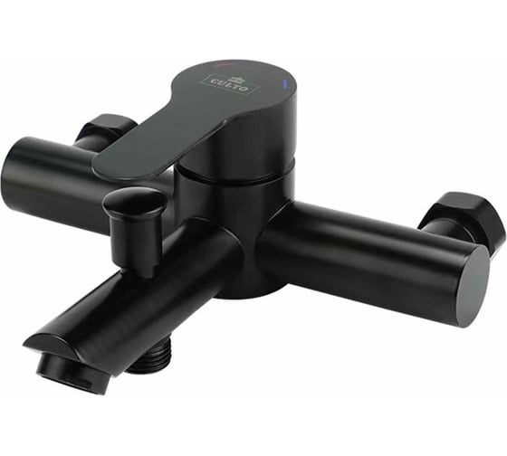 Смеситель для ванны CULTO FERRO BLACK черный, с коротким изливом и душевым набором BS01FRB