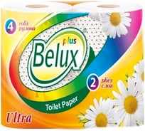 Туалетная бумага Belux PLUS белая с цветным тиснением 2 слоя 4 рулона 900