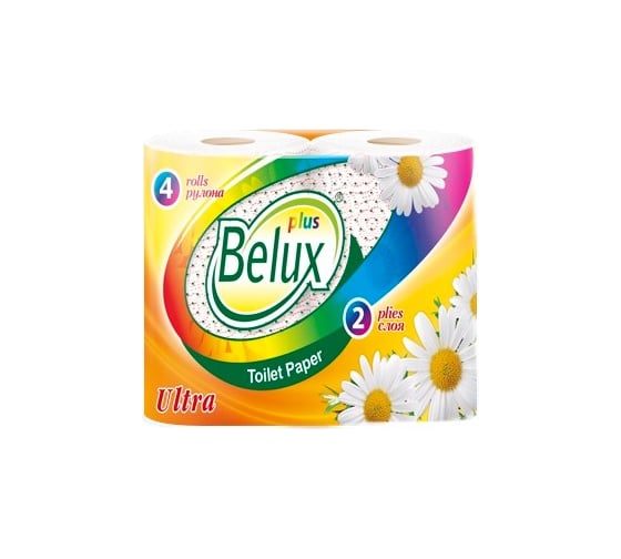 Туалетная бумага Belux PLUS белая с цветным тиснением 2 слоя 4 рулона 900 1