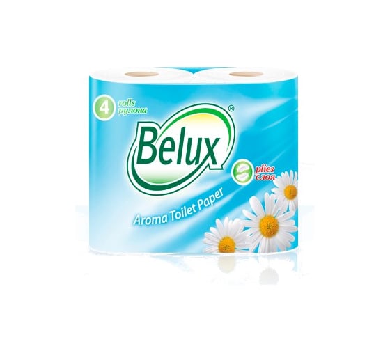 Туалетная бумага Belux белая с ароматом ромашки 2 слоя 4 рулона 903