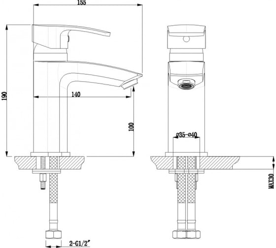Смеситель для раковины Timo Lotta thermo с термокартриджем 2601F chrome