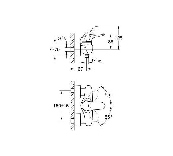 Смеситель для душа Grohe Eurostyle 2015 Solid 23722003