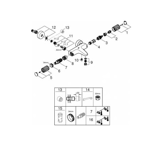 Термостат для ванны внешнего монтажа 1/2 Grohe Grohtherm 1000 Performance, 34779000