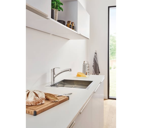 Однорычажный смеситель для мойки Grohe Eurosmart 2015 с выдвижным изливом, низкий излив 30305DC0