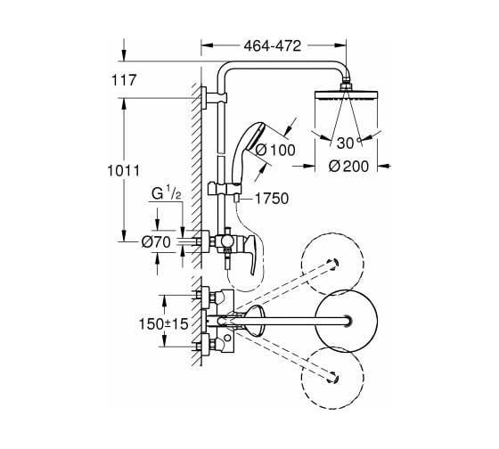 Душевая система со смесителем Grohe New Tempesta 200 26244001