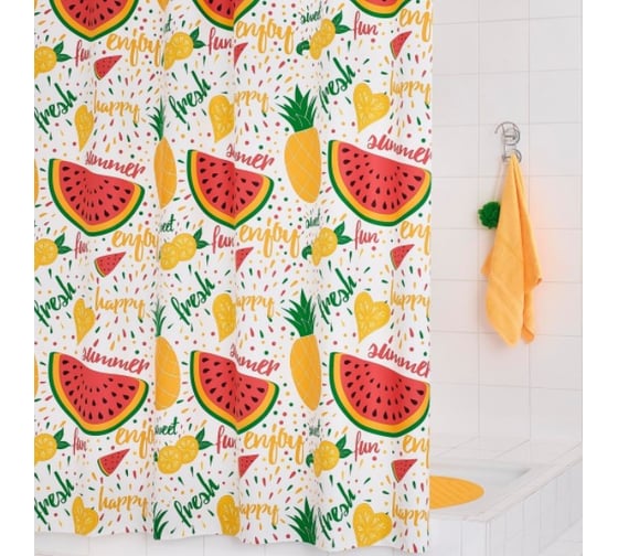 Штора для ванных комнат RIDDER Fruits цветной, 180x200 3100300