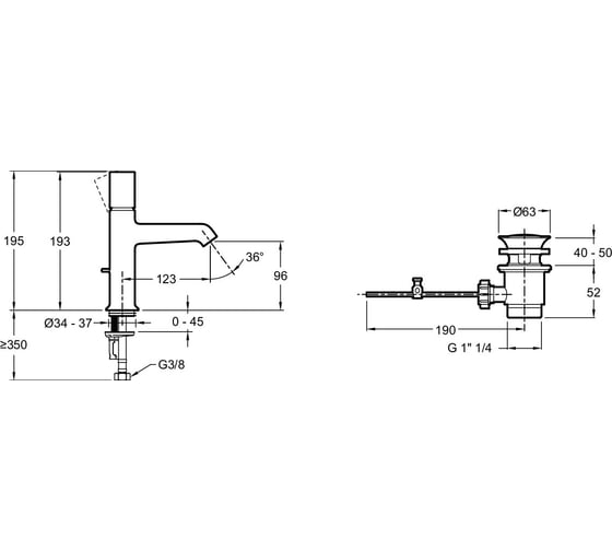 Смеситель для раковины Jacob Delafon RIVOLI E24323-CP 00000078748 00255966