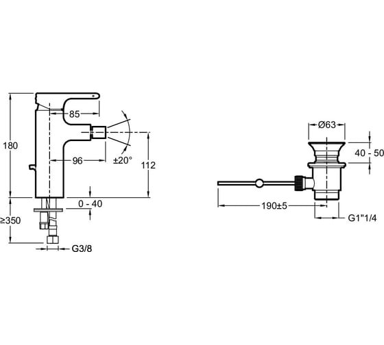 Смеситель для биде JACOB DELAFON SINGULIER E10865-CP 00000012240