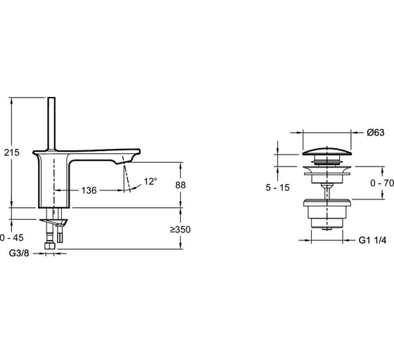 Смеситель для раковины JACOB DELAFON STANCE E14760-CP 00000037617