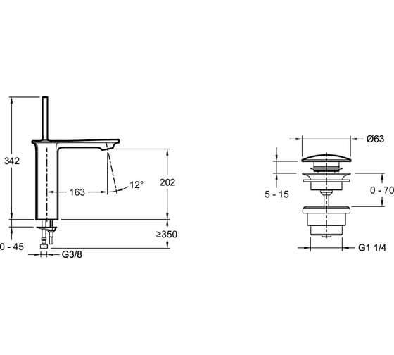Смеситель для раковины JACOB DELAFON STANCE высокий E14761-CP 00000038762