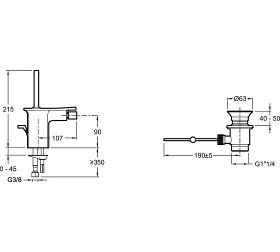 Смеситель для биде JACOB DELAFON STANCE E14763-CP 00000045449