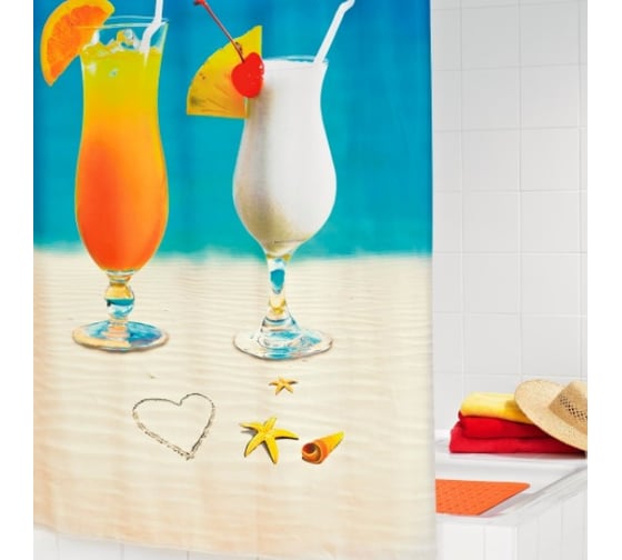 Штора для ванных комнат RIDDER Sex on the beach цветной, 180x200 48310