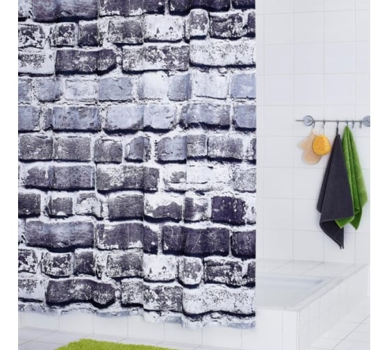 Штора для ванных комнат RIDDER Wall серый, 180x200 4201317