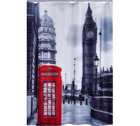 Штора для ванных комнат RIDDER Telephone Box серый/красный 180x200 42223000