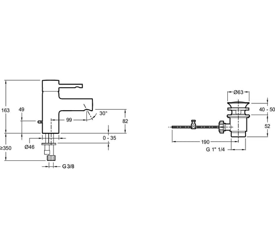 Смеситель для раковины JACOB DELAFON CUFF E37041-CP 00000035545
