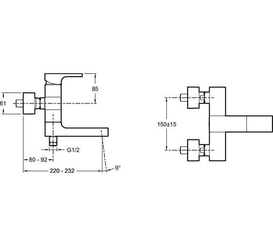 Смеситель для ванны JACOB DELAFON STRAYT E45370-CP 00000038769