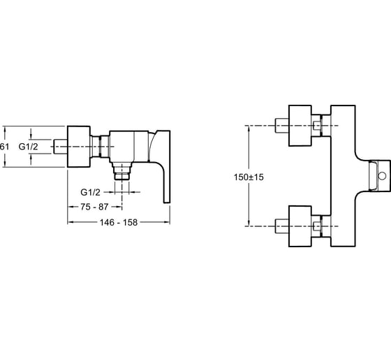 Смеситель для душа JACOB DELAFON STRAYT E45371-CP 00000038768
