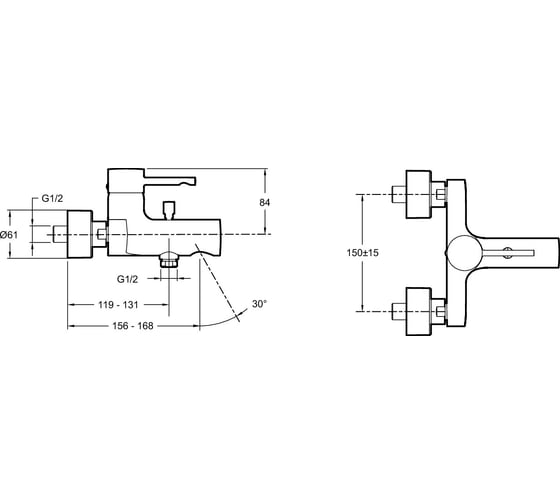 Смеситель для ванны JACOB DELAFON CUFF E45532-CP 00000035548